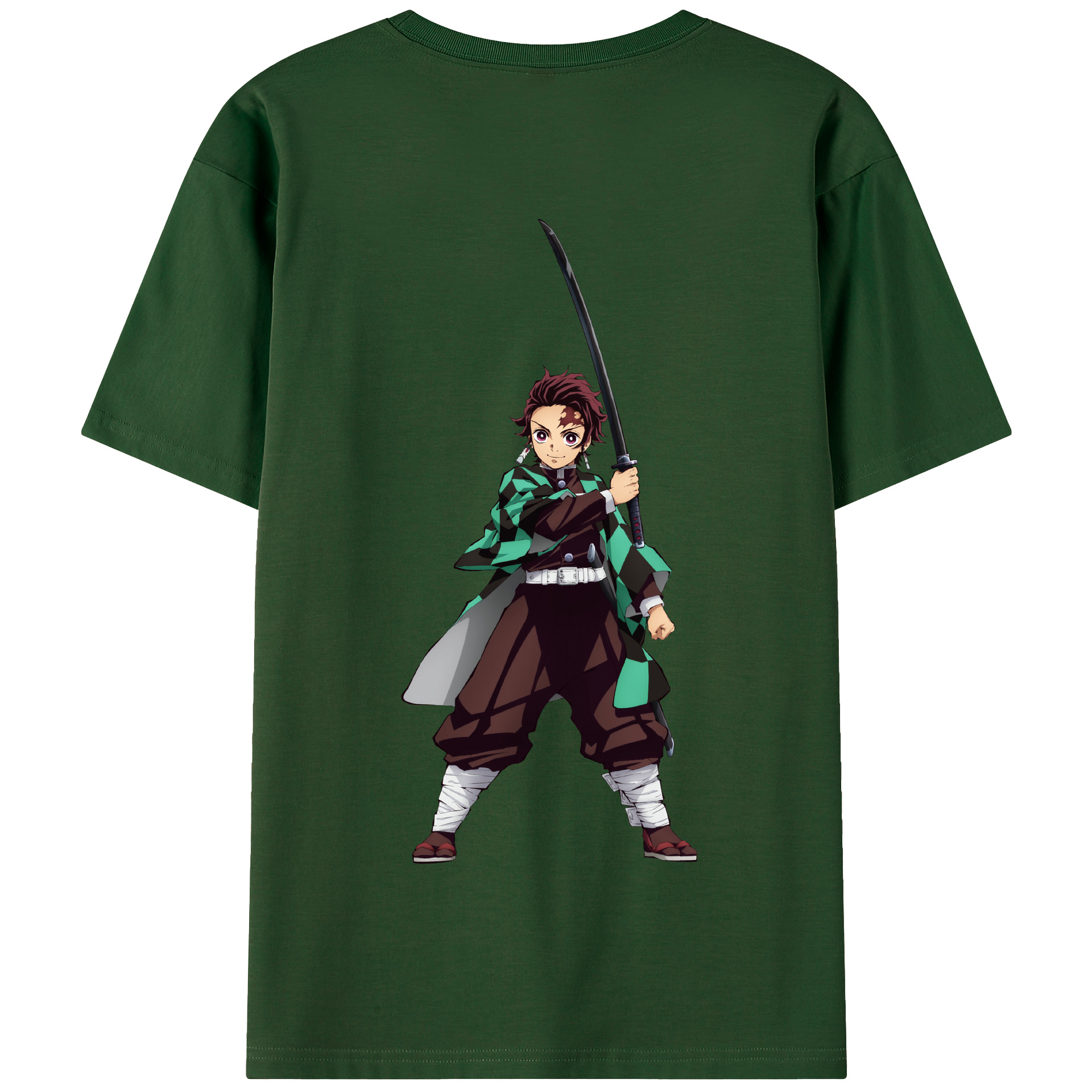 （画像用） 鬼滅の刃 竈門 炭治郎／かまど たんじろう Kamado Tanjirou 綿100％半袖Tシャツ（背面プリント）